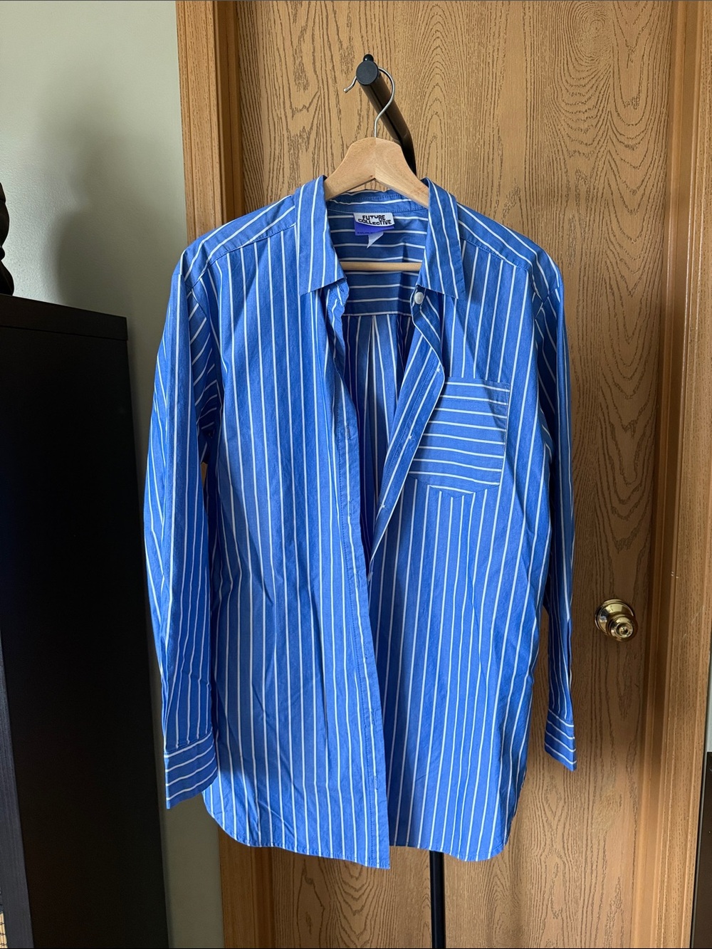 Blue Stripe Women’s Button-Up Shirt - Classic Fit